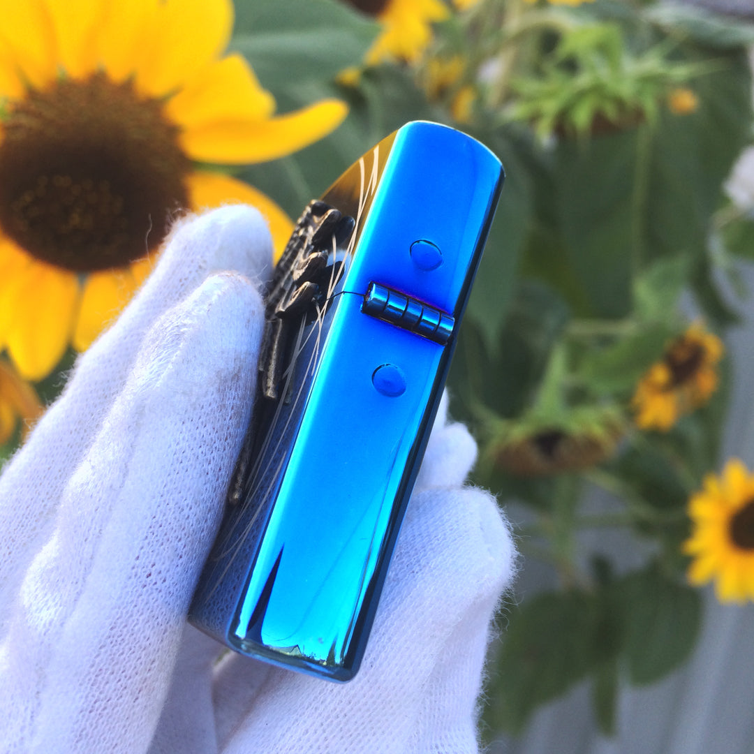 Zippo Amazon Angel Blue Engraved Brass 3D Lighter