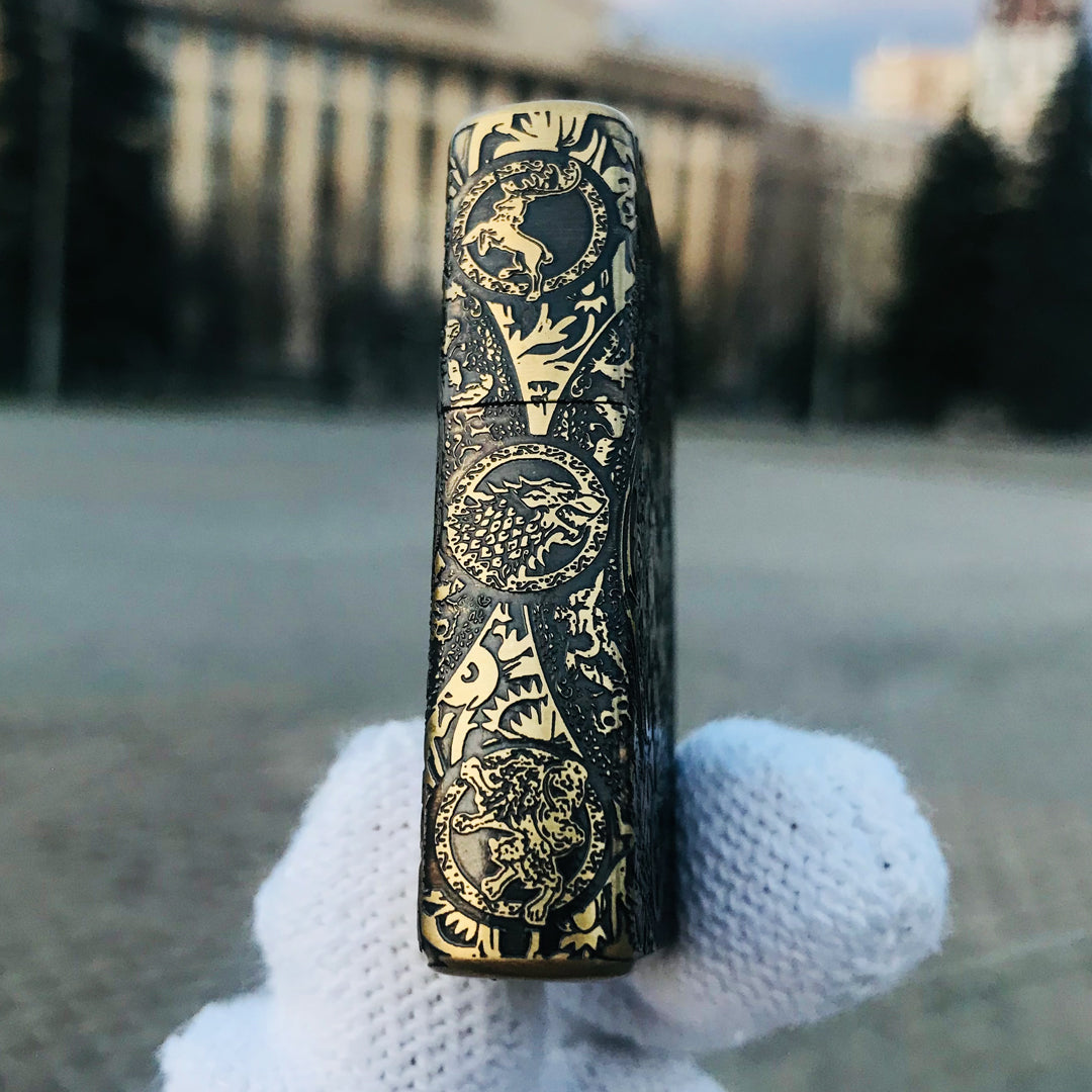 Zippo Game of Thrones The Iron Throne Golden Engraved Brass Lighter