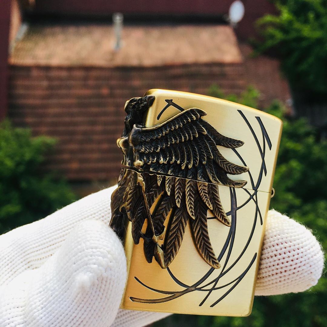 Zippo Amazon Angel Golden Engraved Brass 3D Lighter