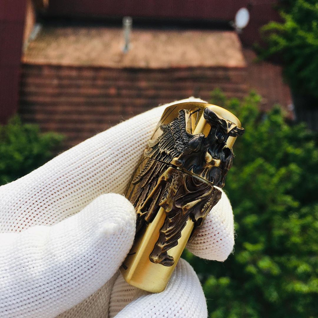 Zippo Amazon Angel Golden Engraved Brass 3D Lighter