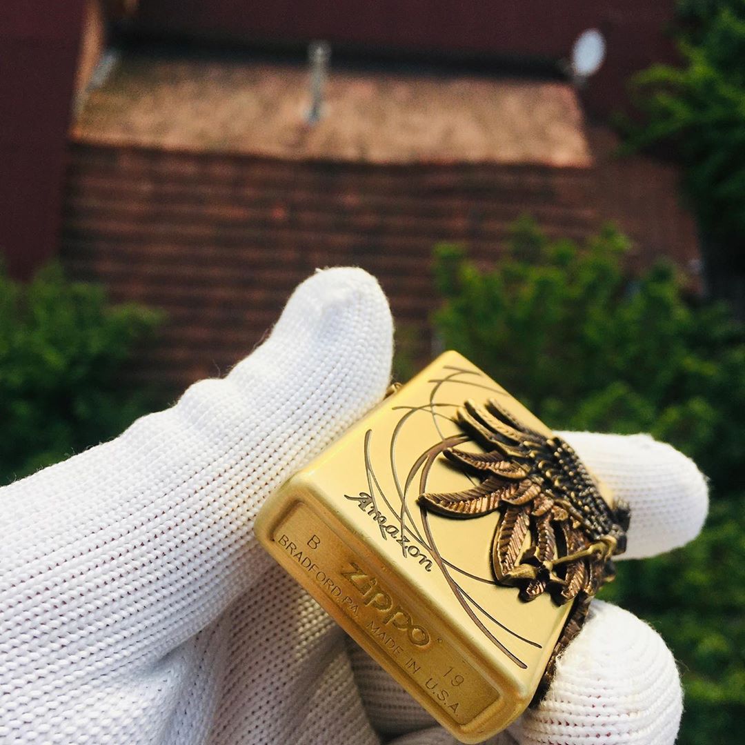 Zippo Amazon Angel Golden Engraved Brass 3D Lighter