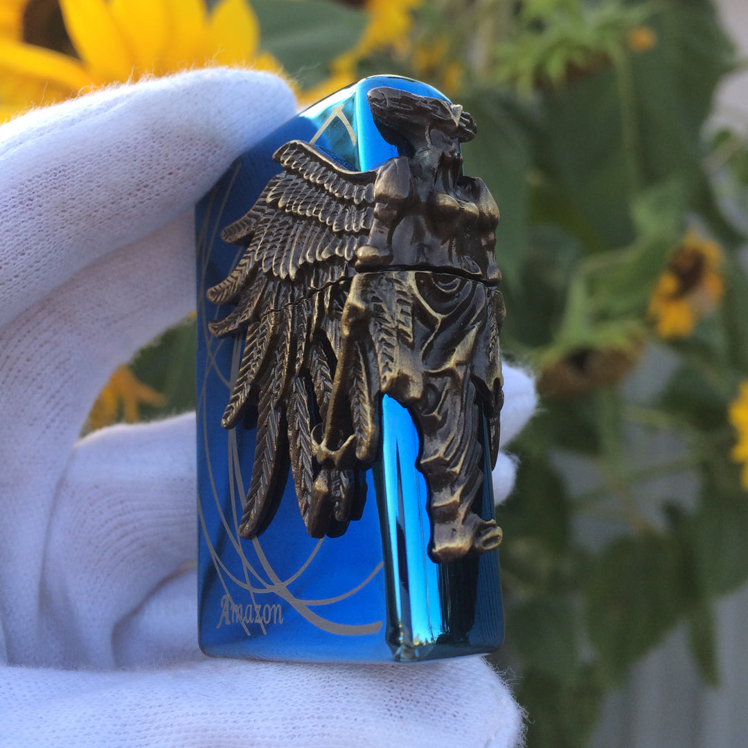 Zippo Amazon Angel Blue Engraved Brass 3D Lighter