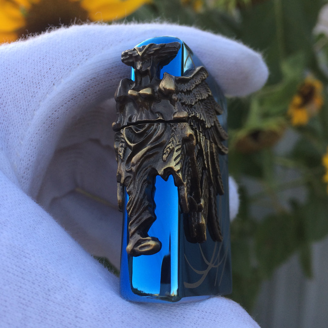 Zippo Amazon Angel Blue Engraved Brass 3D Lighter