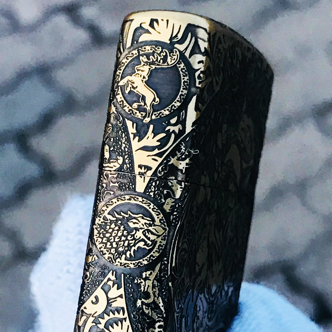 Zippo Game of Thrones The Iron Throne Golden Engraved Brass Lighter