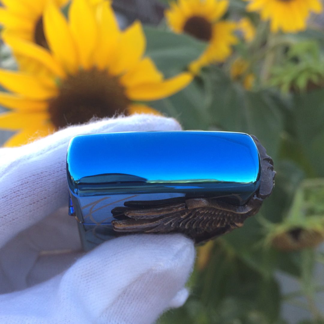 Zippo Amazon Angel Blue Engraved Brass 3D Lighter