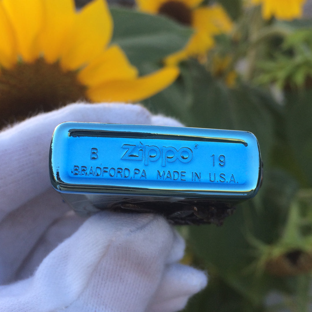 Zippo Amazon Angel Blue Engraved Brass 3D Lighter