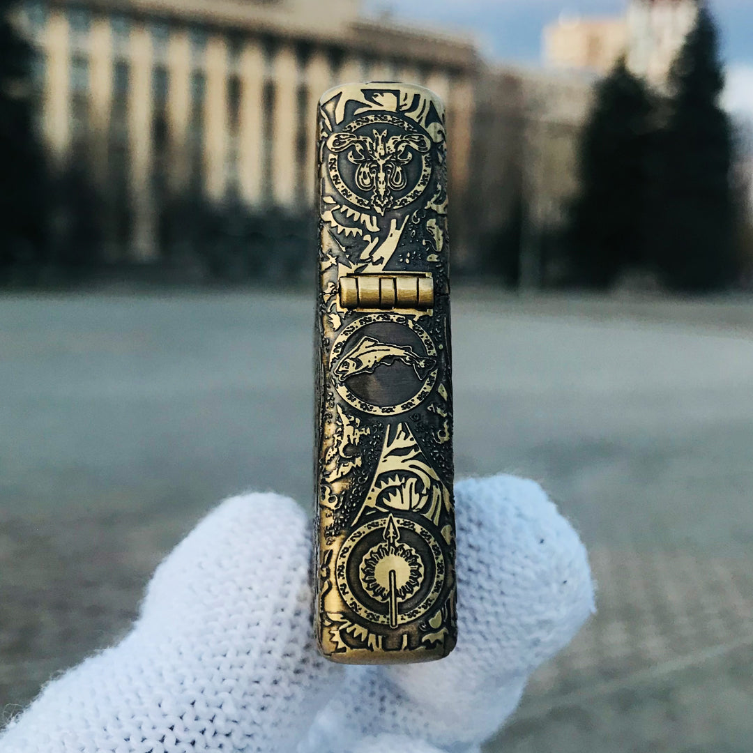 Zippo Game of Thrones The Iron Throne Golden Engraved Brass Lighter
