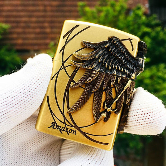 Zippo Amazon Angel Golden Engraved Brass 3D Lighter