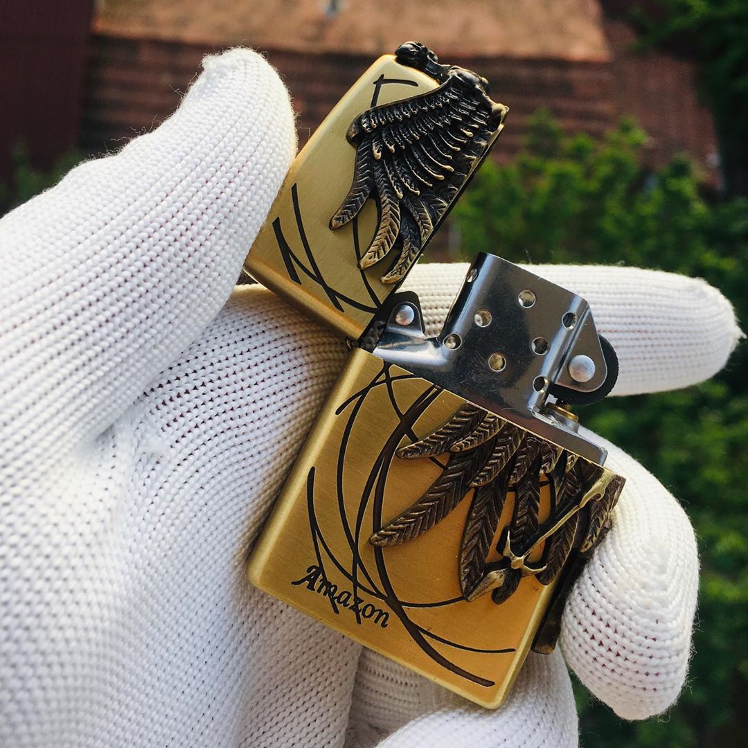 Zippo Amazon Angel Golden Engraved Brass 3D Lighter