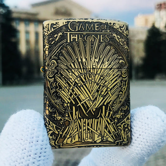 Zippo Game of Thrones The Iron Throne Golden Engraved Brass Lighter