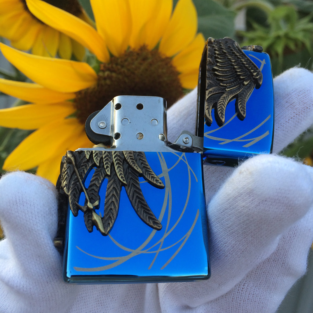 Zippo Amazon Angel Blue Engraved Brass 3D Lighter